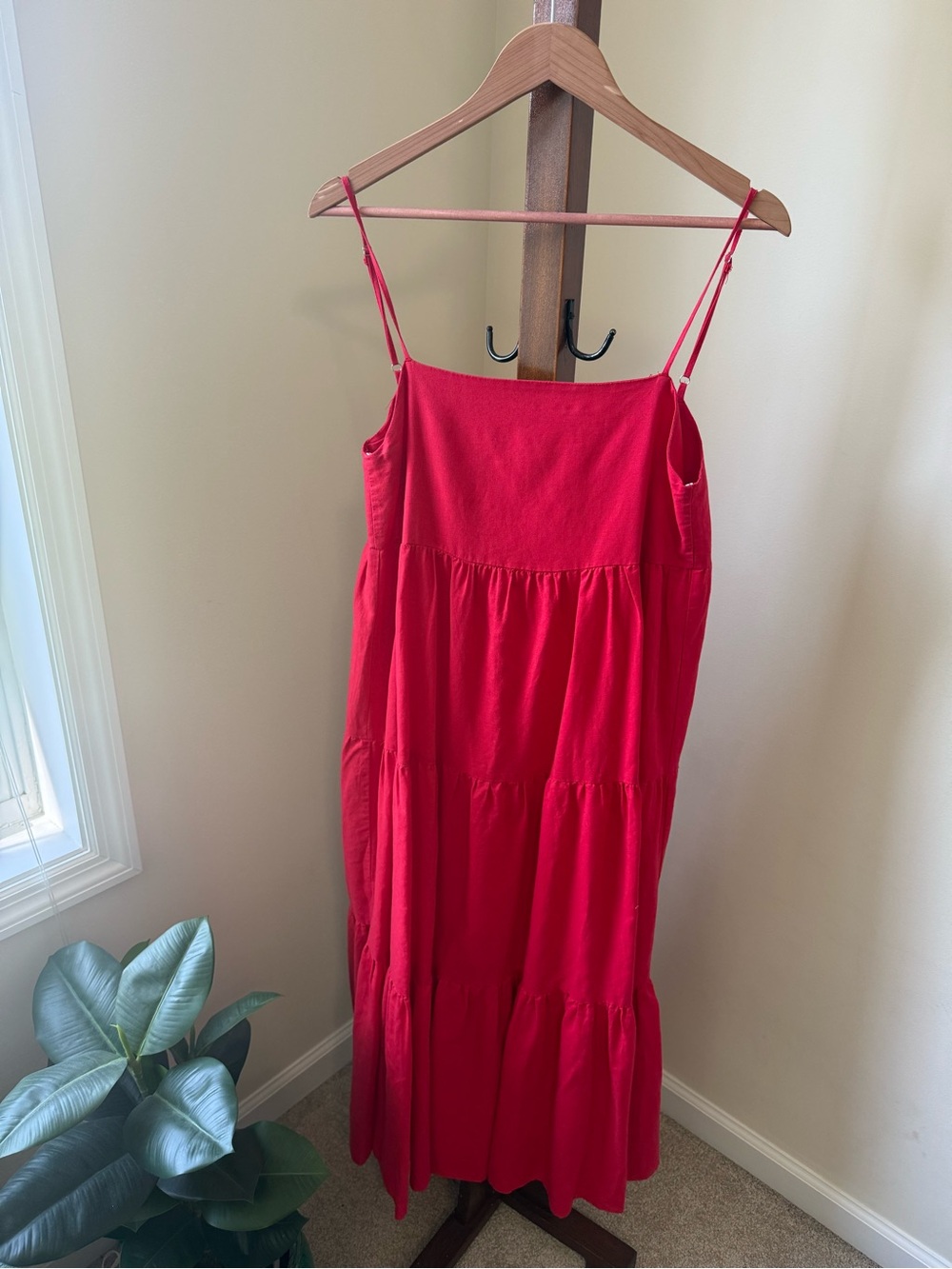 Charlie Holiday Red Tiered Spaghetti-Strap Maxi Dress